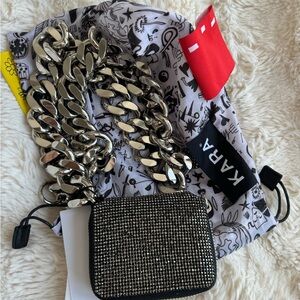KARA Black and Silver Mini Bag